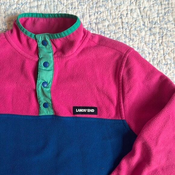 Lands' End Kids Heritage Fleece Pullover Sz Large - Picture 3 of 6